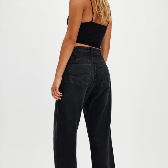 Lee Button-Fly Ankle Jeans baggy oversized black 28 Free People FP - Picture 3 of 4